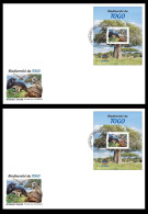 TOGO 2024 MS 1V FDC IMPERF - REG & OVERPRINT - MUSHROOMS OWL OWLS FROG FROGS TURTLE TURTLES HIPPOPOTAMUS BAOBAB MONKEY - Frogs