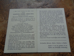 Doodsprentje/Bidprentje  GASTON EMIEL MEEUWS   Leysele 1888-1963 Zonnebeke  (Wdr M-L. ABEELE) O.S. 1914-18.... - Religione & Esoterismo