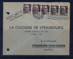 (ALM)  FRANCE  LETTRE 1949 PARIS GARE DU NORD  Kirsch Strasbourg Alcool Cigogne Schiltigheim Gandon - Storia Postale