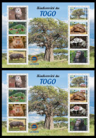 TOGO 2024 MS 8V - REG & OVERPRINT - MUSHROOMS OWL OWLS FROG FROGS TURTLE TURTLES HIPPOPOTAMUS BAOBAB MONKEY MNH - Ranas