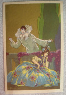 ART DECO , LADY WITH PIERROT  , SIGNED BUSI, OLD POSTCARD - Busi, Adolfo