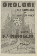 F.LLI MIROGLIO Orologi Per Edifici Pubblici - Pubblicità 1933 - Advertis. - Reclame