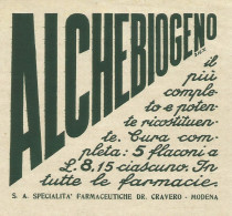 Alchebiogeno - Dr. Cravero - Pubblicità 1934 - Advertising - Werbung
