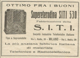 Radiotelefono SUPERETERODINA SITI 530 - Pubblicità 1933 - Advertising - Werbung