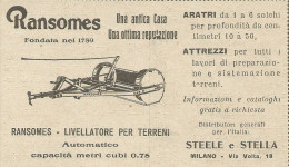 RANSOMES Livellatore Per Terreni - Pubblicità 1933 - Advertising - Werbung