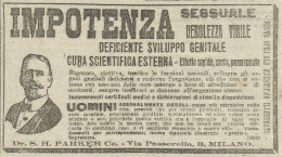 Impotenza Sessuale - D. PARKER - Pubblicità 1916 - Advertising - Werbung