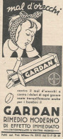 Bayer - GARDAN Contro Il Mal D'orecchi - Pubblicità 1934 - Advertising - Werbung