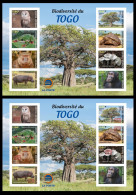 TOGO 2024 MS 8V IMPERF - REG & OVERPRINT - MUSHROOMS OWL OWLS FROG FROGS TURTLE TURTLES HIPPOPOTAMUS BAOBAB MONKEY MNH - Frösche