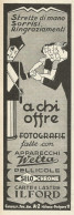 Apparecchi Fotografici WELTA - Pubblicità 1930 - Advertising - Reclame