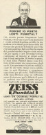 Lenti Da Occhiali ZEISS Punktal - Pubblicità 1931 - Advertising - Publicités