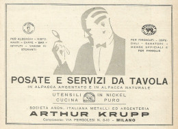 Posate E Servizi Da Tavola ARTHUR KRUPP - Pubblicità 1931 - Advertising - Publicités