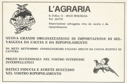 L'AGRARIA - Importazione Selvaggina Da Caccia - Pubblicità 1972 - Advertis - Publicidad