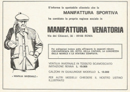 Manifattura Venatoria - Pubblicità 1972 - Advertising - Publicidad