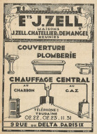 Chauffage Central Au Charbon - J. ZELL - Pubblicità 1929 - Advertising - Publicités