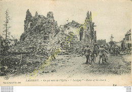 60.  LASSIGNY . Ce Qui Reste De L'Eglise  .  CPA Animée . - Lassigny