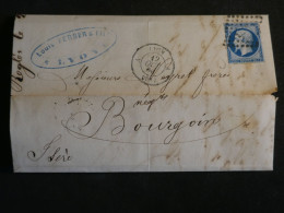 DO11 FRANCE  BELLE LETTRE  1860 LYON A BOURGOIN +N°14 +AFF. INTERESSANT+++ - 1849-1876: Periodo Classico