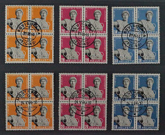 SCHWEIZ SBK 259-61 W+x, Beide Papiere ! VIERERBLOCKS Zentrum-Stempel, 600,-SFr. - Usados