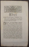 NIEDERLANDE Oktober 1781, Gedrucktes Kaiserliches Dekret über Freie WILDSCHWEINE - ...-1852 Préphilatélie