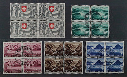 SCHWEIZ, 570-74 VIERERBLOCK Patria 1952 (SBK B56-60) Zentrum-Stempel, 150,-SFr - Used Stamps