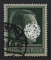 1938, Deutsches Reich 672 Y, Hitler, RIFFELUNG WAAGERECHT, Selten,geprüft 200,-€ - Usados
