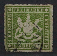 Altdeutschland WÜRTTEMBERG 30 B, 1 Kr. Dunkelgrün, Seltene Farbe, Geprüft 350,-€ - Afgestempeld
