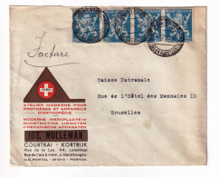 Belgique 1945 Courtrai Kortrijk Mulleman Atelier Moderne Prothèses Appareils Orthopédie Lion Héraldique V De Victoire - Storia Postale