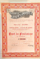 Tannerie Lang Et Compagnie - Malmédy - Part De Fondateur - 1929 - Textile