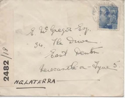 MALAGA A INGLATERRA MAT ESTACION DE INVIERNO CON CESNURA BRITANICA - Lettres & Documents