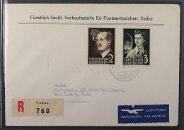 1955, LIECHTENSTEIN 332-33 FDC Fürstenpaar 2+3 Fr. Auf ERSTTAGSBRIEF, 500,-€ - Cartas & Documentos