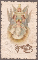 LA NATIVITÉ - Carte Fantaisie Gaufrée, Chromo JOYEUX NOÊL - Angels