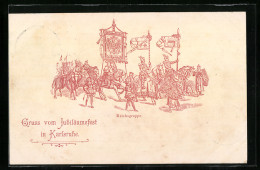 Künstler-AK Karlsruhe, Jubiläumsfest - Reichsgruppe (Ritterheer Mit Standarten)  - Karlsruhe