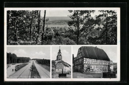 AK Ober-Rosbach A. Taunus, Reichsautobahn, Kirche, Rathaus  - Autres & Non Classés