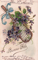 TENNIS - Bonne Fete - Carte Gauffrée 1903 - Sonstige & Ohne Zuordnung