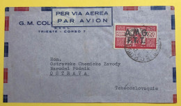 1949 VIA AEREA DA TRIESTE CON 100 LIRE DEMOCRATICA USO ISOLATO X LA CECOSLOVACCHIA - Storia Postale