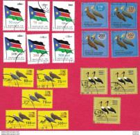 SOUTH SUDAN Full 2017 Overprint Sets CTO Cancelled = Südsudan Birds Wildlife Flag Soudan Du Sud - Sudan Del Sud