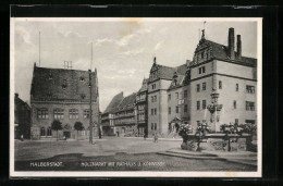 AK Halberstadt, Holzmarkt Mit Rathaus Und Kommisse  - Halberstadt