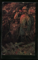 Künstler-AK Prof. Georg Trippel: Sammeln, Infanterie Im Feld  - War 1914-18