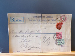 107/196B  REGISTRED ENVELOPPE POUR LA BELG. 1910 - Briefe U. Dokumente