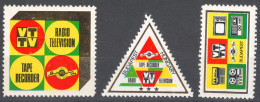 Television TV Tape Recorder - Advertising Cinderella Vignette Label Gold - BRG Videoton Hungary 1970 Triangle Stamp MNH - Télécom