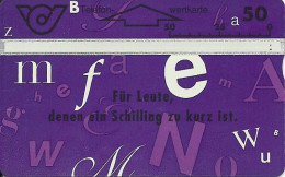 Austria: Telekom - 1994 401A Buchstaben-Karte (RS Matt) - Austria