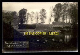GUERRE 14/18 - MATOUGUES (MARNE) - PONT DETRUIT ET PONT PROVISOIRE EN CHARPENTE (30 MAI 1915) - 2 PHOTOS 17 X 11 CM - Oorlog, Militair