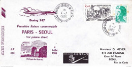 France Env Air France Paris Séoul 04/07/83 - Covers & Documents