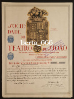 Portugal Theatre Share * Sociedade Do Teatro De S. João * Porto * Título De 25 Acções * 1920 * Shareholding - Kino & Theater