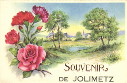 Fantaisie Souvenir De JOLIMETZ Oeillets Paysage Village RV - Autres & Non Classés