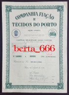 Portugal Textile Share * Companhia Fiação E Tecidos Do Porto  * Título De 10 Acções * 1946 * Shareholding - Textiel