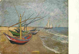 Art - Peinture - Vincent Van Gogh - Barques Sur La Plage - Saintes Maries - CPM - Voir Scans Recto-Verso - Peintures & Tableaux