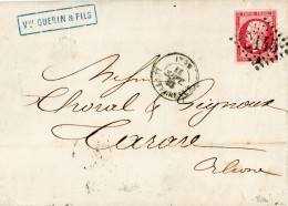 11 Septembre 1863 N°17B GC 2145 Lyon Vers Tarare ,signé Calves - 1849-1876: Classic Period