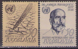 Yugoslavia 1963 - Fight Against Hunger,World Meteorological Day - Mi 1032-1033 - MNH**VF - Neufs