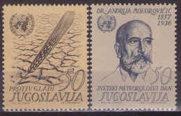 Yugoslavia 1963 - Fight Against Hunger,World Meteorological Day - Mi 1032-1033 - MNH**VF - Unused Stamps