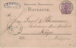 Ganzsache 5 Pfennig - Schiele Ilmenau 1888 > Schemenau Korbwaren Küps - Bestellung - Tarjetas